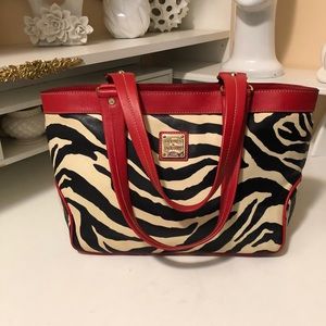 Donny Bourke Animal print bag with red leather